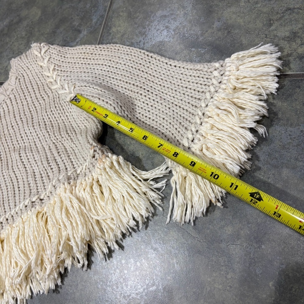 For Love & Lemons Knitz Denver Fringe Crop Sweater Sz M Boho Whimsical Grunge - Picture 12 of 13
